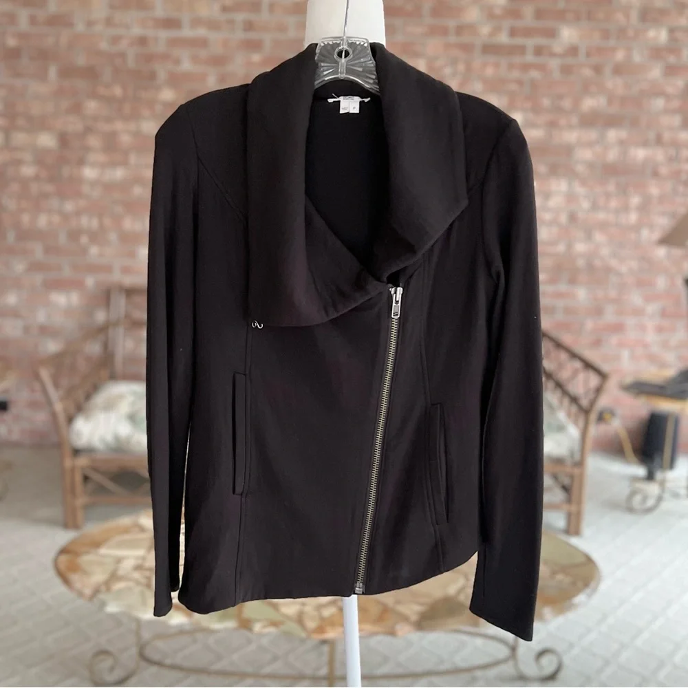 Helmut Lang Villous Black Moto Jacket Knit Asymmetrical Hem XS Gorpcore